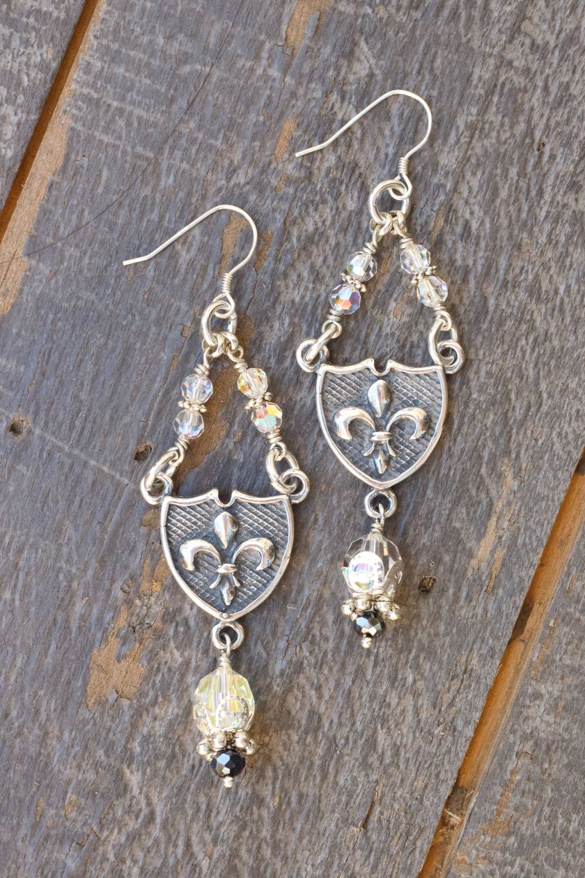Clear and Charcoal Asian Crystal Earrings
