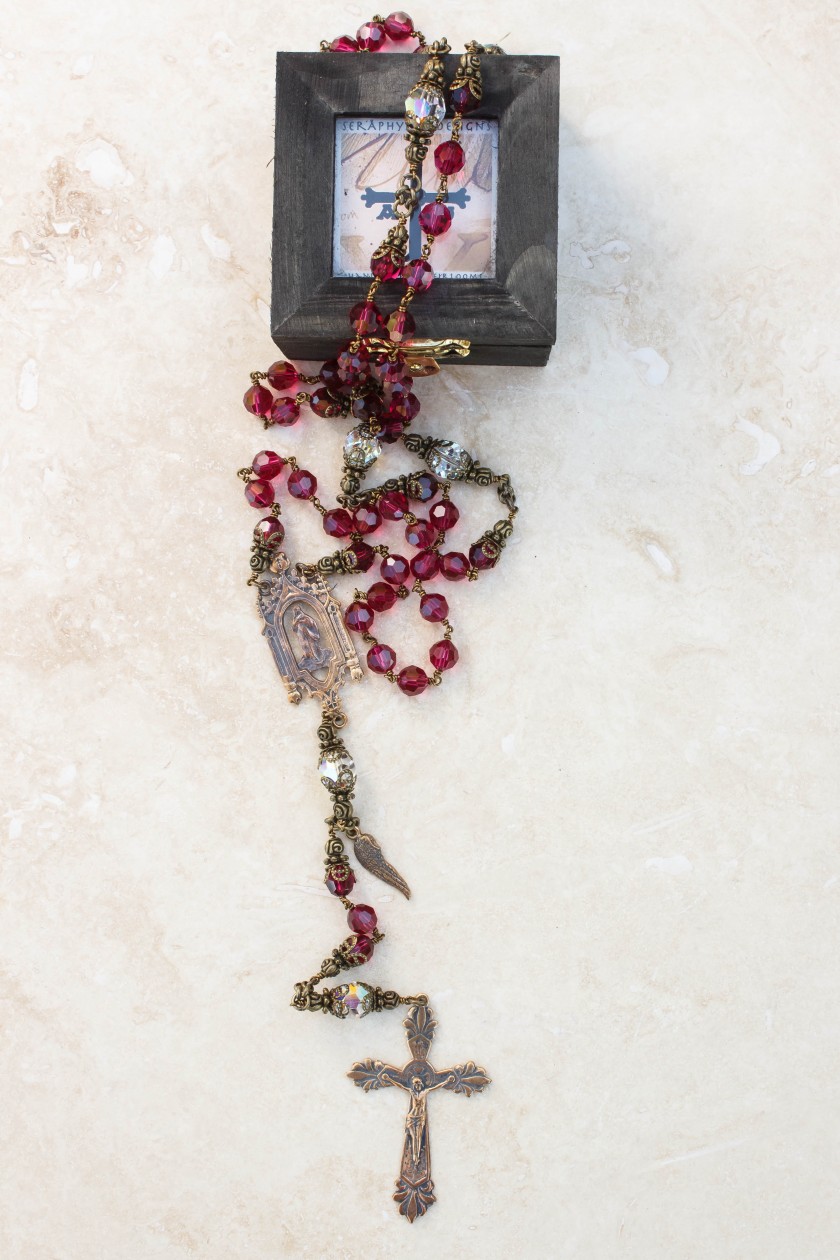 Ruby and Clear Crystal Rosary